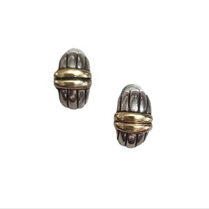 Vintage 90s silver and gold tone chunky huggie statement earrings